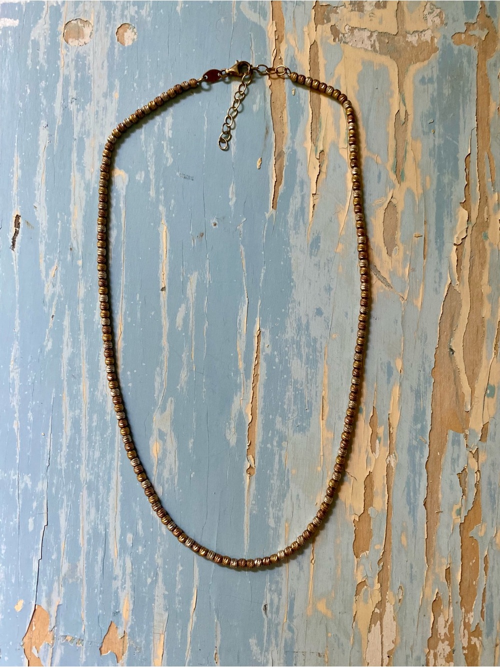 Metallic metal bead necklace